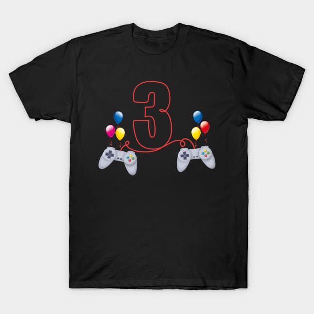 3rd Birthday Boy Toddlers Video Gamer Store T-Shirt by Msafi